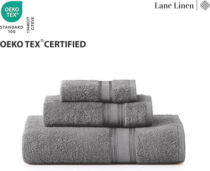 LANE LINEN Luxury Bath Towels Set - 12 Piece, 100% Cotton, Zero Twist, Super Soft & Absorbent, Includes 4 Bath Towels, 4 Hand Towels, 4 Washcloths - Cool Grey
