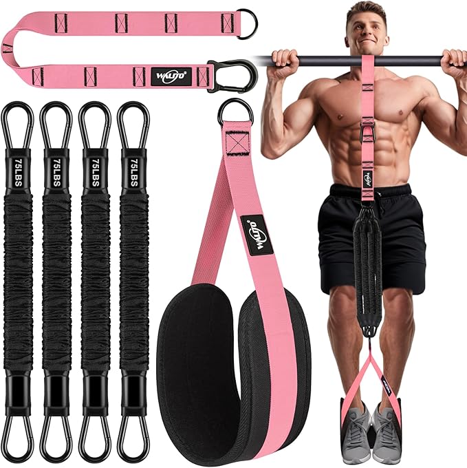 Pull Up Assistance Bands Set, Heavy Duty Adjustable Pull Up Assist Band with Feet Rest, Strength Training Bands for Home Gym Fitness, Pull-Up Bar, Calisthenics and Body Stretching
