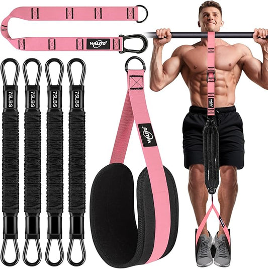 Pull Up Assistance Bands Set, Heavy Duty Adjustable Pull Up Assist Band with Feet Rest, Strength Training Bands for Home Gym Fitness, Pull-Up Bar, Calisthenics and Body Stretching