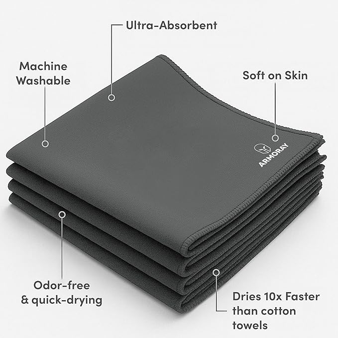 ARMORAY Sweat Absorbing Towel Handkerchief – Quick-Dry Microfiber Gym Towels for Face, Hands & Body – Workout Towel for Men, Sport Rag, Perfect for Tennis, Pickleball & Sauna Use by Women