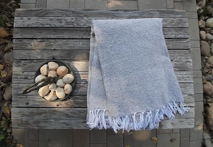 Open Road Goods Solid Color Mexican Yoga Blanket – Large Handwoven Throw for Yoga, Beach, Camping or Home – Soft and Durable Cotton Blend