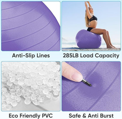 APEXUP Yoga Ball Exercise Ball Anti Slip Heavy Duty for Fitness, Balance & Core Workout