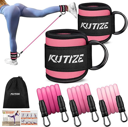 Ankle Resistance Bands with Cuffs for Women & Men - 3-Level Adjustable Leg & Glute Workout Equipment, Portable Home Gym Exercise Bands for Kickbacks, Hip Thrusts, Yoga, Strength Training