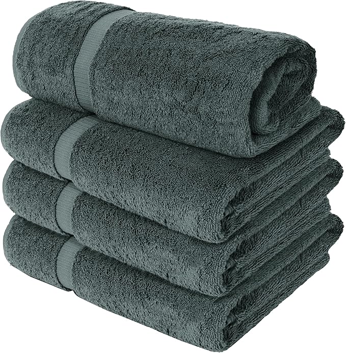 Chakir Turkish Linens | Hotel & Spa Quality 100% Cotton Luxury Turkish Towels | Soft & Absorbent (30x60 Inches Extra Large Bath Towels, Set of 4 - Dark Gray)