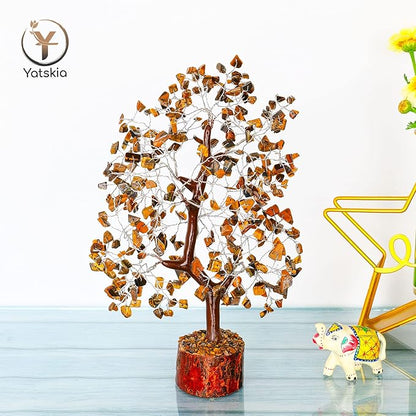 YATSKIA Tiger Eye Crystal Tree of Life, Healing Crystals Decor, Meditation Decor, Chakra Gifts, Crystal Gifts for Women