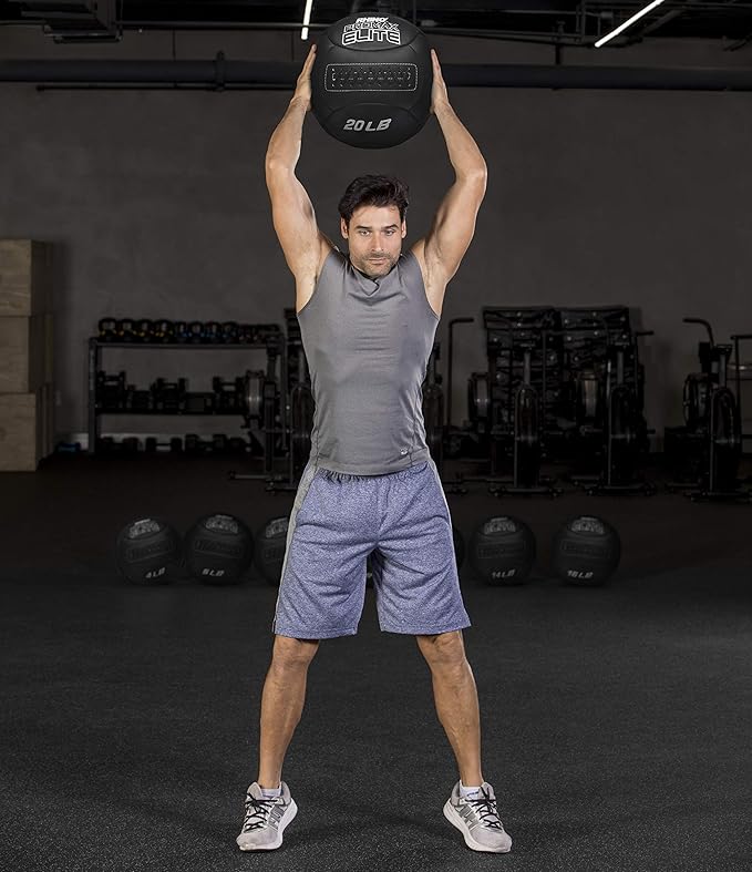 Champion Sports Rhino Promax Elite Slam Ball – Soft Shell, Non-Slip Grip, Multiple Weights Available, 14” Diameter, for Weightlifting, Plyometrics, Cross Training & Home Gym Fitness