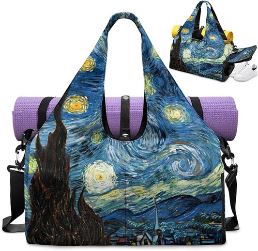 Yoga Mat Bag for Women Men Large Carryall Tote with Adjustable Shoulder Strap for Gym Yoga Travel Pilates Office