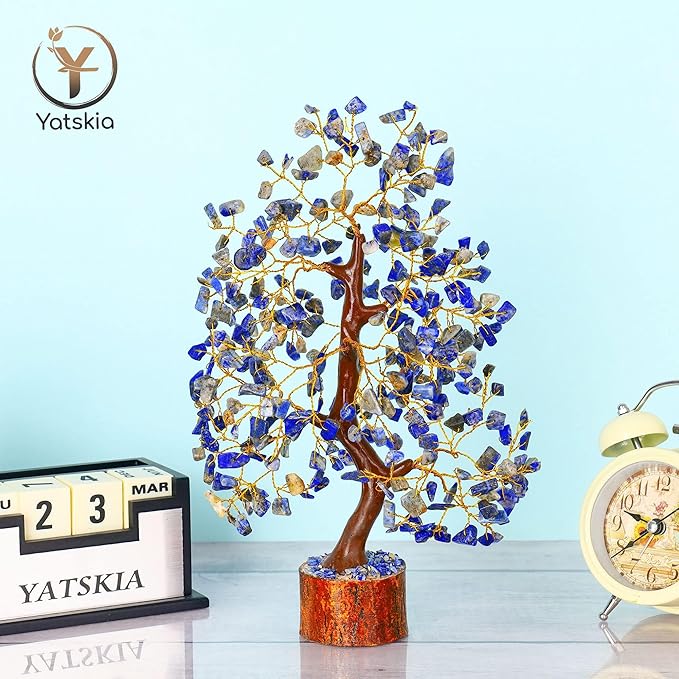 YATSKIA Lapis Lazuli Crystal Tree of Life - Healing Crystals and Stones - Crystals Decor - Crystal Gifts for Women - Good Luck Gifts