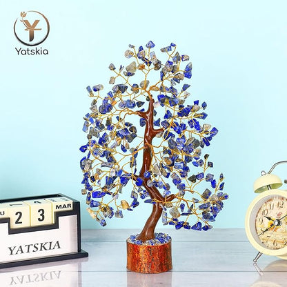 YATSKIA Lapis Lazuli Crystal Tree of Life - Healing Crystals and Stones - Crystals Decor - Crystal Gifts for Women - Good Luck Gifts