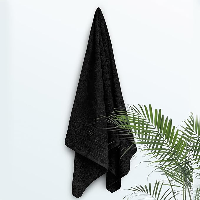 Tens Towels Pack of 1 Jumbo Bath Sheet 40 x 80 Inches, Extra Large & Light Weight, Quicker to Dry, 100% Cotton, Super Soft & Absorbent, Perfect to Wrap Yourself in, Black