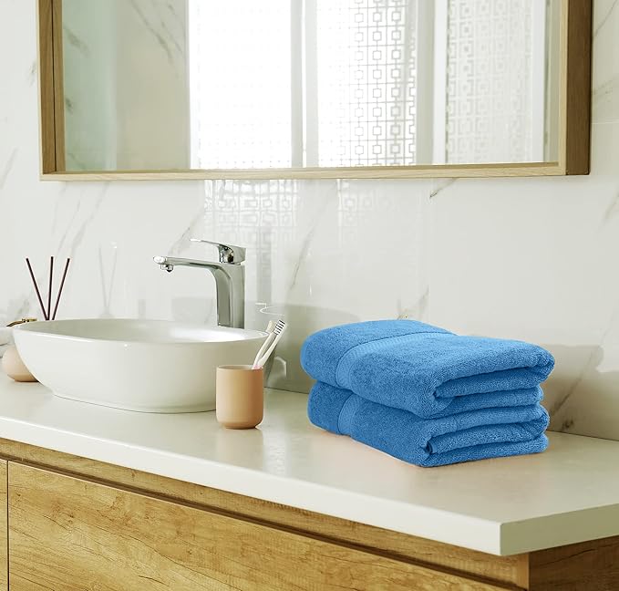 Utopia Towels 8 Piece Premium Towel Set, 2 Bath, 2 Hand, and 4 Wash Cloths, 600 GSM 100% Ring Spun Cotton, Highly Absorbent Towels for Bathroom, Gym, Hotel, and Spa, Electric Blue