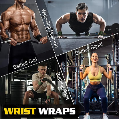 Lifting Straps Wrist Wraps Weightlifting Training: Heavy Duty Gym Support for Men Women Boost Grip Wrist Stability