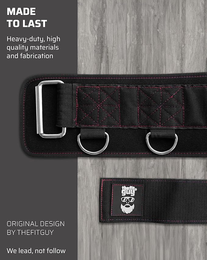 Multi-Attachment Belt for Cable Machine and Smart Home Gym Squats and Hip Thrusts, 5 Attachment Points for Optimal Weight Distribution, 2 Straps (40” & 27”) and 3 Metal Snap Hooks Included