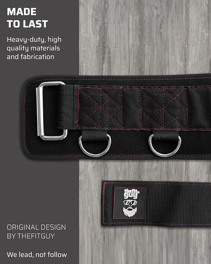 Multi-Attachment Belt for Cable Machine and Smart Home Gym Squats and Hip Thrusts, 5 Attachment Points for Optimal Weight Distribution, 2 Straps (40” & 27”) and 3 Metal Snap Hooks Included