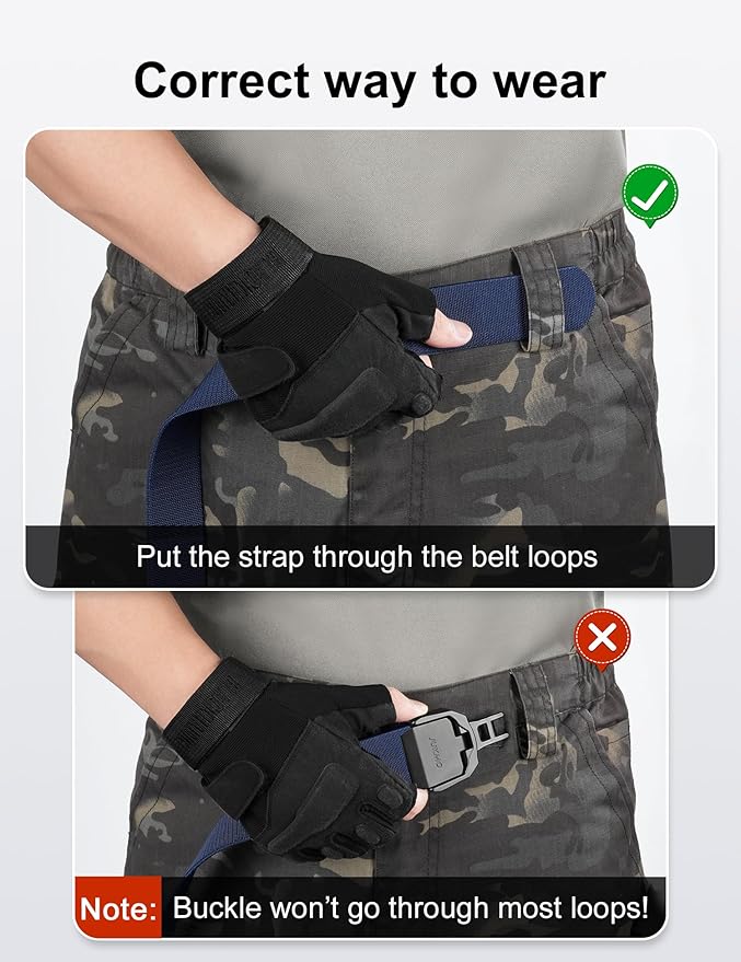 JUKMO Quick Release Tactical Belt, Military Work 1.5" Nylon Web Golf Belt with Heavy Duty Seatbelt Buckle