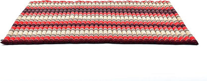 Leewadee - Foldable Floor Mattress - Japanese Roll Up Futon -Trifold Tatami Mat- Guest Floor Bed - Camping Mattress - Thai Massage Mat, Kapok Filled, 75 x 57 inches, Red