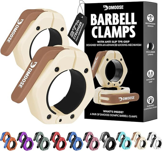 DMoose Fitness Barbell Clips 2 Inch (Pair) - Quick Release Olympic Barbell Clamps & Collars with Anti Slip TRP Grip for Secure Weightlifting and Powerlifting - Weight Clips for Bars at Home or Gym