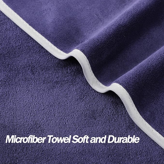 Microfiber Gym Towels Bigger Size Super Soft for Exercise Fitness, Sports, Workout, 380-GSM 15-Inch x 31-Inch Quick-Drying Towels (3 Pack, Navy Blue)