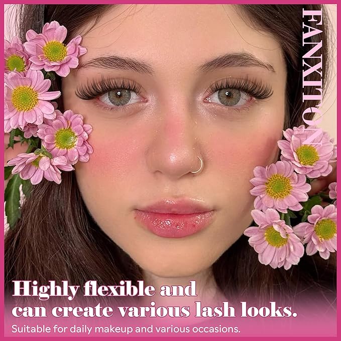 Cluster Lashes 240 pcs Wispy Lash Clusters D Natural Eyelashes Extensions 14-16mm Mix 30D+40D Individual Lashes Thin Band Lash Bond and Seal Tweezers for DIY Lash Extension Beginners