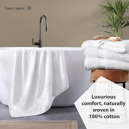 LANE LINEN 100% Cotton 2 Pack Bath Sheets (35"x66") - Ring Spun Cotton - Extra Large Bath Towels Set - Quick Drying, Soft & Absorbent Oversized Bathroom Towel Sets - Hotel Quality - White Towels