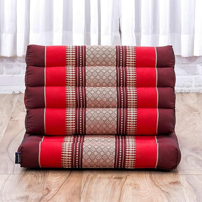 Leewadee 1-Fold Mat with Triangle Cushion – Comfortable TV Pillow, Foldable Mattress with Cushion Made of Eco-Friendly Kapok, 30 x 20 inches, red