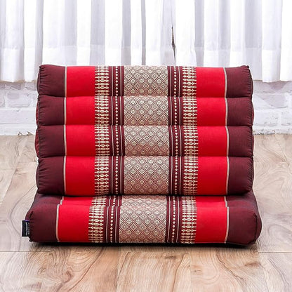 Leewadee 1-Fold Mat with Triangle Cushion – Comfortable TV Pillow, Foldable Mattress with Cushion Made of Eco-Friendly Kapok, 30 x 20 inches, red