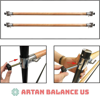 Ballet Barre Portable for Home or Studio, Height Adjustable Bar for Stretch, Pilates, Dance or Active Workouts, Single or Double Bar, Kids and Adults