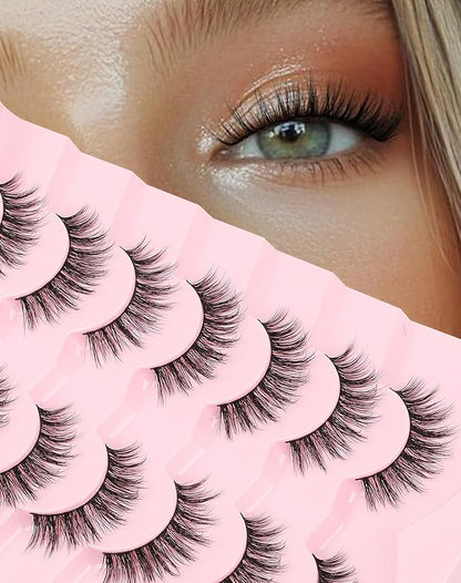 Lashes Natural Look Wispy Spiky Eyelashes Everyday False Lash Soft Strip Eyelashes Fluffy 7 Pairs D78