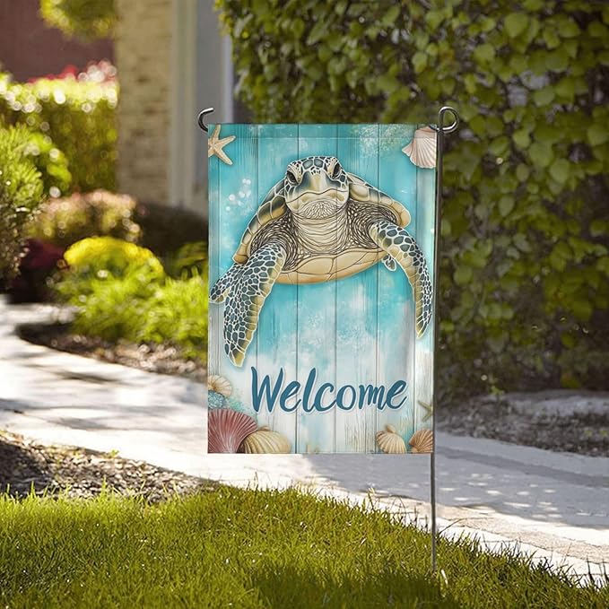 Sea Turtle Garden Flag 12x18 In Double Sided Yard Flags Lawn Sign Decor No Flagstand