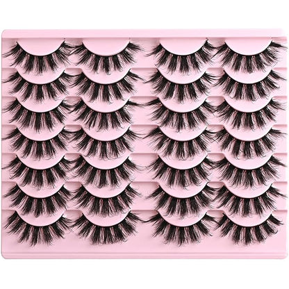 FARRED Mink Lashes Fluffy Eyelashes Natural Look Short Wispy Eye lash Natural False Eyelash 14 Pairs Faux Mink Strip Lashes Pack for Daily Makeup (F6 | 11-17mm)
