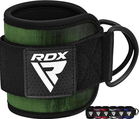 RDX Ankle Straps for Cable Machines – 7MM Neoprene Padded 10"x4" Adjustable Gym Cuffs with Dual D-Rings – Weight Attachments for Wrist Glutes Leg Kickbacks Hip Abduction Strength Workouts – Men Women