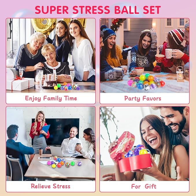24 Pack Stress Balls, Squishy Ball, Squeeze Balls for Adults, Anti-Anxiety and Fidget Balls to Relax, Party Favors, Birthday Gifts, Goodie Bag Stuffers