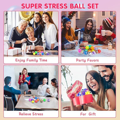 24 Pack Stress Balls, Squishy Ball, Squeeze Balls for Adults, Anti-Anxiety and Fidget Balls to Relax, Party Favors, Birthday Gifts, Goodie Bag Stuffers