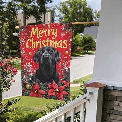 Christmas Black Dog Garden Flag 12x18 In Double Sided Yard Flags Lawn Sign Decor No Flagstand