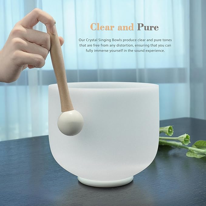 ALIOTH 6" A Note Crystal Singing Bowl Third Eye Chakra with Suede Mallet for Meditation, Yoga, Chakra Healing & Sound Therapy