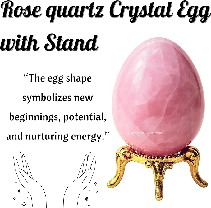 Amazing Gemstone Rose Quartz Crystal Yoni Egg, 2 Inches - Premium Crystals and Healing Stones Yoni Egg for Pelvic Floor Health, Natural Healing Crystal Eggs for Meditation and Stress Relief