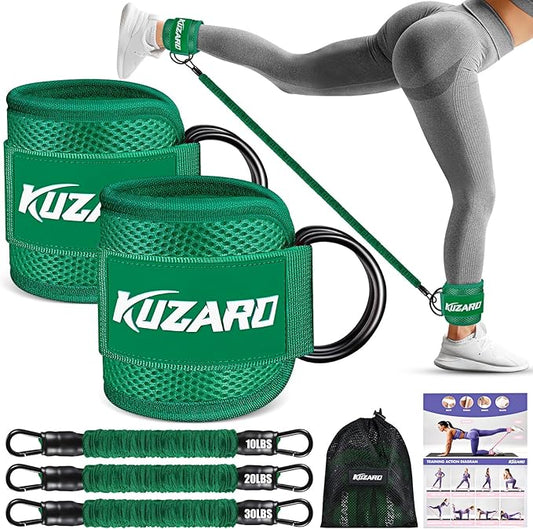Ankle Resistance Bands with Cuffs, Ankle Weights Bands for Working Out, Women Leg and Glutes Workout Equipment, Exercise Bands for Kickbacks, Butt and Booty Trainer, Home Gym Fitness Equipment