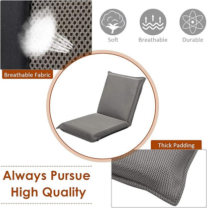 Giantex Floor Chair with Back Support, 6 Adjustable Position, Gaming Chair Floor, Padded Sleeper Bed for Video Gaming Meditation Reading Watching TV, Grey