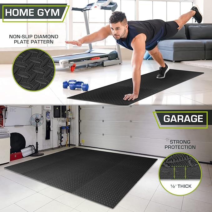 ProsourceFit Puzzle Exercise Mat ½ in, EVA Interlocking Foam Floor Tiles for Home Gym, Mat for Home Workout Equipment, Floor Padding for Kids
