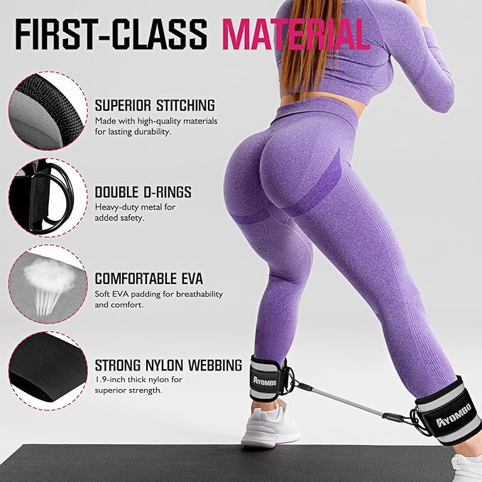 Ankle Resistance Bands with Cuffs, Home Gym Workout Equipment, Lifting Glute Butt Exercise Equipment for Women, Ankle Weights Fitness Set, Leg Booty Equipment for Training Perfect Body Shape