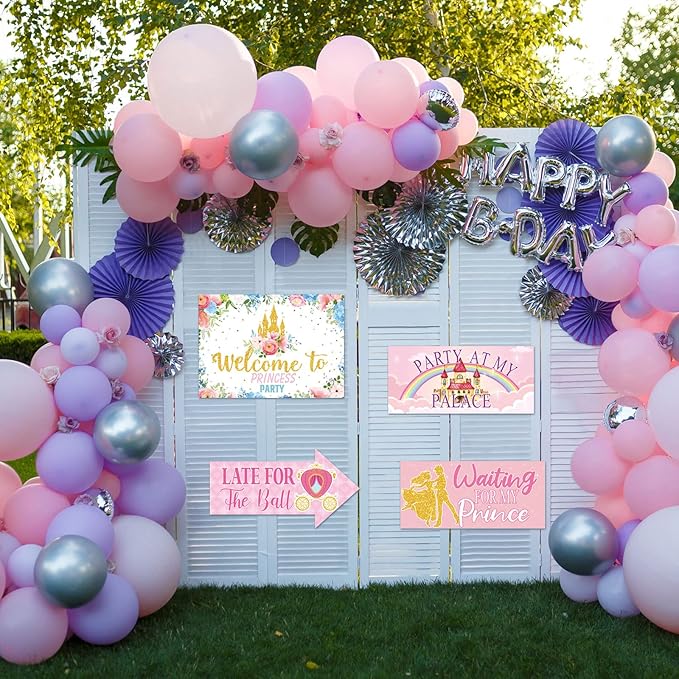 Epakh 20 Pieces Party Decorations Welcome Sign Decorations Sign for Birthday Baby Shower Party Supplies(Princess)