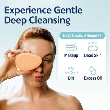 HartFelt [10 Pack] Gentle Exfoliating Facial Sponge for Face - Daily Cleansing Face Scrubber - Buf Dirt Away with Puf Styled Reusable Face Pads for Removing Makeup, Dirt, and Dead Skin