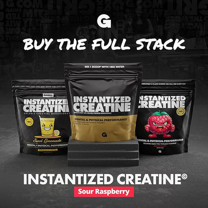 Gains in Bulk Instantized Creatine Monohydrate for Women and Men, Soluble Pre Workout Powder, Supports Muscle Building, Strength and Performance, Bodybuilding Supplements, Sour Raspberry, 30 Servings