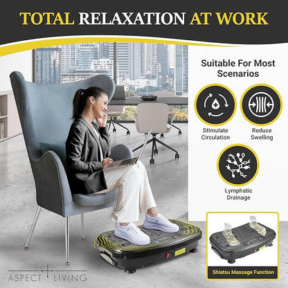 Vibration Plate Exercise Machine for Home Gym - High-Intensity Whole Body Vibration for Fat Burning, Lymphatic Drainage & Muscle Toning, with Resistance Bands & Push-Up Handles