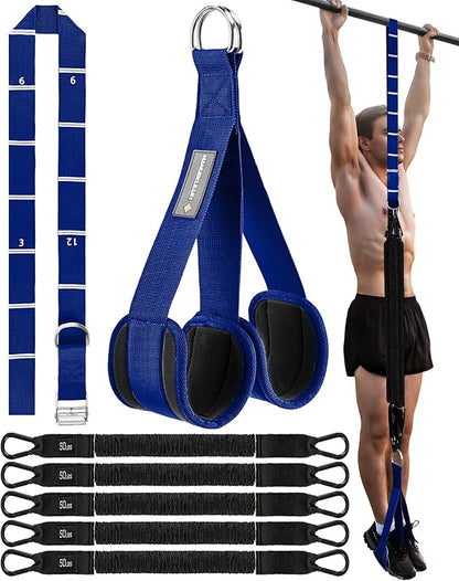 MANUEKLEAR Heavy Duty Resistance Bands for Pull Ups, Pull Up Assistance Bands with Scale Tracking Feature, Adjustable Pull Up Assist Band with Five 50-Pound Pull Up Bands and Fabric Feet/Knee Rest