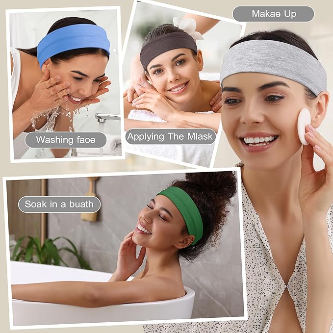 16Pcs Headbands for Women Non Slip - Stylish Sports Hair Bands for Women's Hair - Soft Cotton Cloth Stretchy Headbands for Women for Yoga, Outdoor Exercise Running