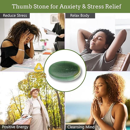 Worry Stones – Green Jade Crystal Thumb Worry Stones for Anxiety, Stress – Relaxing and Soothing Balance Stones for Meditation, Stress Relief – Healing Stones and Crystals for Men and Women
