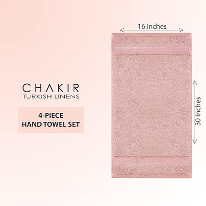Chakir Turkish Linens 100% Cotton Premium Turkish Towels for Bathroom | 16'' x 30'' (4-Piece Hand Towel, Pink)