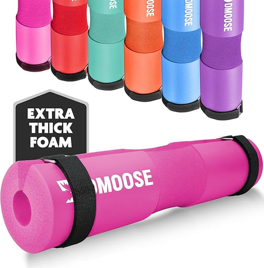DMoose Fitness Barbell Pad for Hip Thrust, Squat & Lunges - Non-Slip Thick Foam Cushion for Neck and Back Support with Two Straps - Hip Thrust Pad for Leg Day - Fits All Olympic Bars and Smith Machine