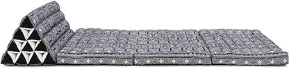 Leewadee 3-Fold Mat XXL with Triangle Cushion – Firm TV Pillow, Foldable Mattress with Cushion Made of Eco-Friendly Kapok, 67 x 31 inches, Black